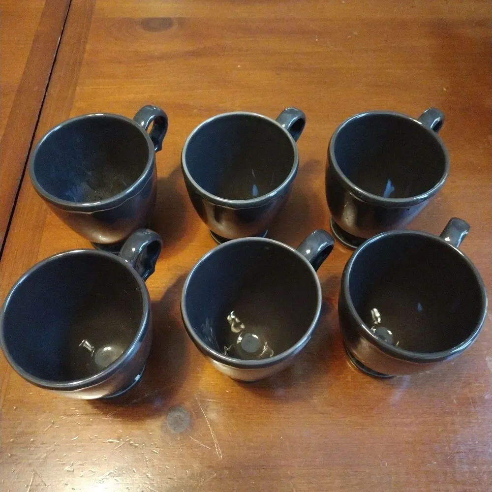 Set Of 6 Williams Sonoma Alexia Chocolate Brown Footed Coffee Mug Discontinued